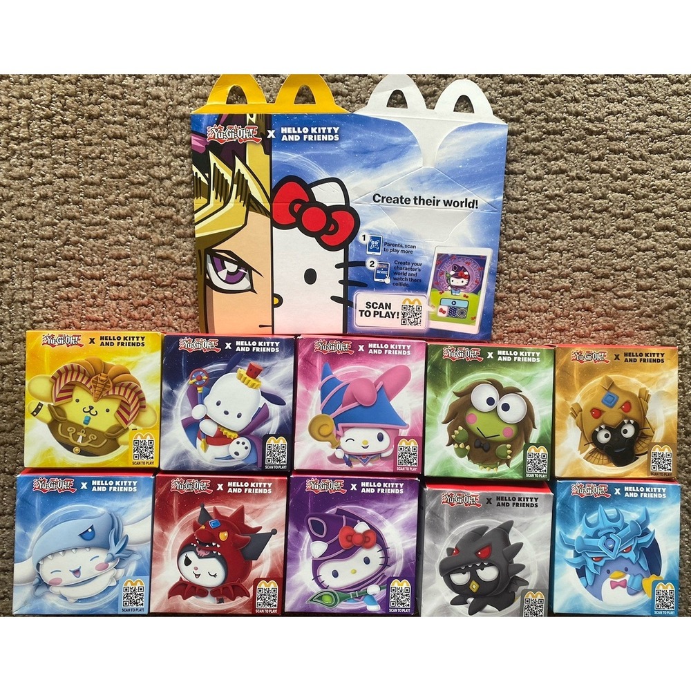 Complete McDonalds Yu-Gi-Oh! x Hello Kitty 10 Plush Toys LIMITED Full Set + Box